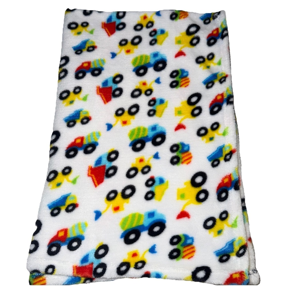 Little Beginnings Construction Trucks Boy Baby Fleece Blanket 39" X 28"